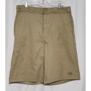 Mens Dickies Flat Front Khaki Chino Shorts Size 38 Loose Fit READ